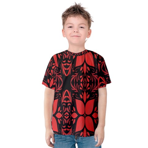 Christmas Red Black Xmas Gift Kids  Cotton Tee by artworkshop