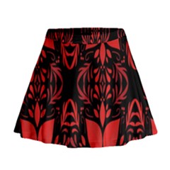 Christmas Red Black Xmas Gift Mini Flare Skirt by artworkshop