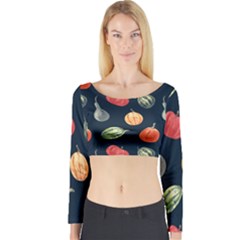 Vintage Vegetables  Long Sleeve Crop Top by ConteMonfrey