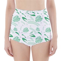 Green Nature Leaves Draw   High-waisted Bikini Bottoms by ConteMonfrey