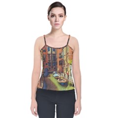 Venice Canals Art   Velvet Spaghetti Strap Top by ConteMonfrey