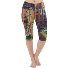 Venice Canals Art   Lightweight Velour Cropped Yoga Leggings by ConteMonfrey