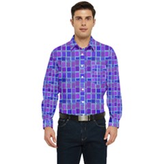 Background Mosaic Purple Blue Men s Long Sleeve Pocket Shirt  by danenraven