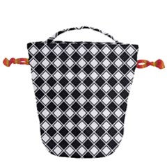 Square Diagonal Pattern Seamless Drawstring Bucket Bag