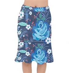 Floral Background Digital Art Short Mermaid Skirt