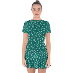 Flowers Floral Background Green Drop Hem Mini Chiffon Dress by danenraven