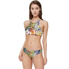 Multicolor Anime Colors Colorful Banded Triangle Bikini Set by BangZart