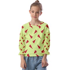 Red Christmas Tree Green Kids  Cuff Sleeve Top