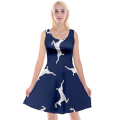 Silver Reindeer Blue Reversible Velvet Sleeveless Dress by TetiBright
