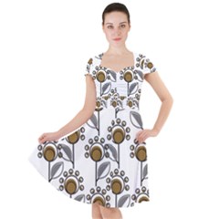 Daisy Minimalist Leaves Cap Sleeve Midi Dress by ConteMonfreyShop