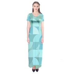 Geometric Ocean   Short Sleeve Maxi Dress by ConteMonfreyShop