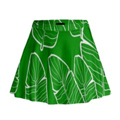 Green Banana Leaves Mini Flare Skirt by ConteMonfreyShop
