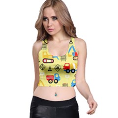 Seamless Pattern Vector Industrial Vehicle Cartoon Racer Back Crop Top by Jancukart