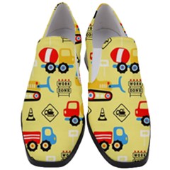 Seamless Pattern Vector Industrial Vehicle Cartoon Women Slip On Heel Loafers by Jancukart