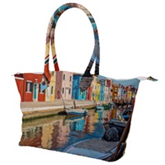 Boats In Venice - Colorful Italy Canvas Shoulder Bag by ConteMonfrey