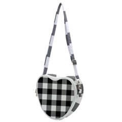 Black And White Plaided  Heart Shoulder Bag by ConteMonfrey