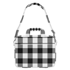 Black And White Plaided  Macbook Pro 16  Shoulder Laptop Bag by ConteMonfrey