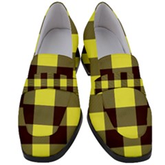 Black And Yellow Big Plaids Women s Chunky Heel Loafers by ConteMonfrey