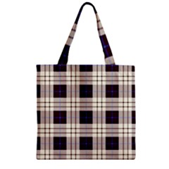 Gray, Purple And Blue Plaids Zipper Grocery Tote Bag