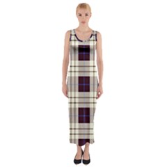 Gray, Purple And Blue Plaids Fitted Maxi Dress