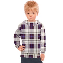 Gray, Purple And Blue Plaids Kids  Hooded Pullover