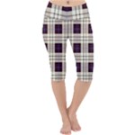 Gray, purple and blue plaids Lightweight Velour Cropped Yoga Leggings