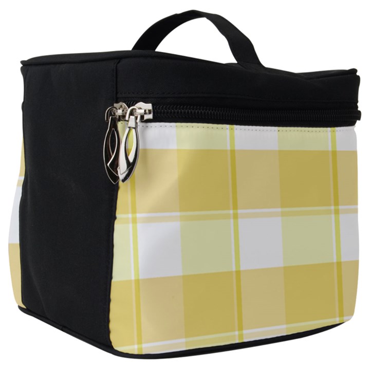 Cute plaids white yellow Make Up Travel Bag (Big)