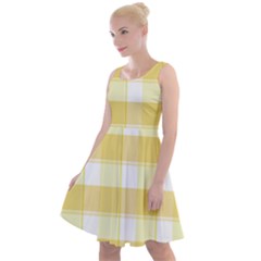 Cute Plaids White Yellow Knee Length Skater Dress by ConteMonfrey