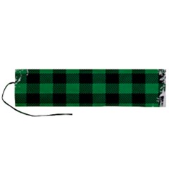 Black And Green Modern Plaids Roll Up Canvas Pencil Holder (l) by ConteMonfrey