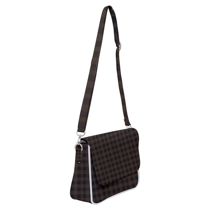 Brown and black small plaids Shoulder Bag with Back Zipper