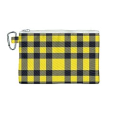 Yellow Plaids Straight Canvas Cosmetic Bag (medium) by ConteMonfrey