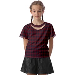 Black Red Small Plaids Kids  Front Cut Tee by ConteMonfrey