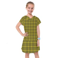 Yellow Small Plaids Kids  Drop Waist Dress by ConteMonfrey