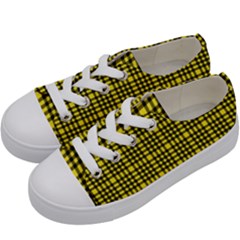 Yellow Small Plaids Kids  Low Top Canvas Sneakers by ConteMonfrey