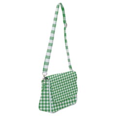 Straight Green White Small Plaids Shoulder Bag With Back Zipper by ConteMonfrey