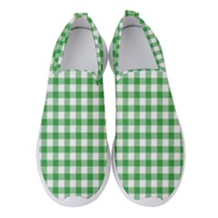 Straight Green White Small Plaids Women s Slip On Sneakers by ConteMonfrey