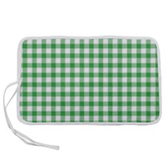 Straight Green White Small Plaids Pen Storage Case (s) by ConteMonfrey