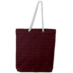 Dark Red Small Plaids Lines Full Print Rope Handle Tote (large) by ConteMonfrey