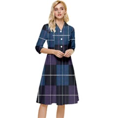 Blue Black Modern Plaids Classy Knee Length Dress by ConteMonfrey