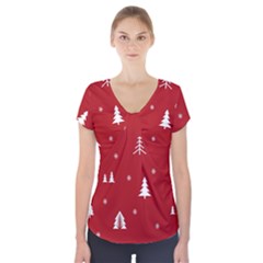 Abstract-cute-christmas Seamless Short Sleeve Front Detail Top by nateshop