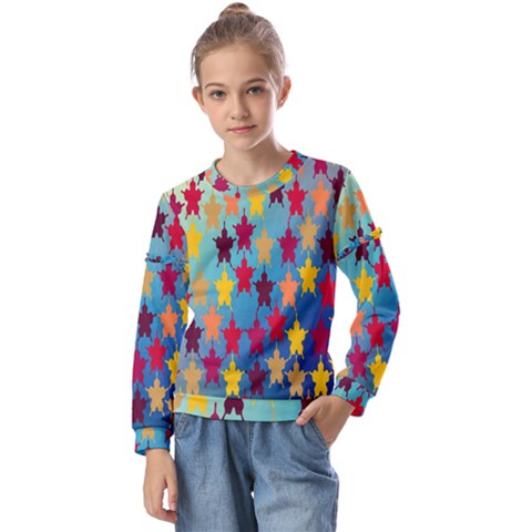 Abstract-flower,bacground Kids  Long Sleeve Tee With Frill  by nateshop