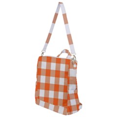 Orange And White Plaids Crossbody Backpack by ConteMonfrey