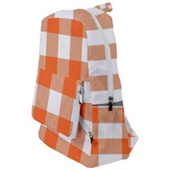 Orange And White Plaids Travelers  Backpack by ConteMonfrey