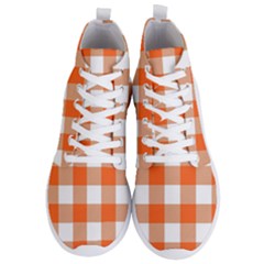 Orange And White Plaids Men s Lightweight High Top Sneakers by ConteMonfrey