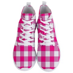 Pink And White Plaids Men s Lightweight High Top Sneakers by ConteMonfrey