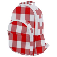 Red And White Plaids Rounded Multi Pocket Backpack by ConteMonfrey