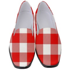 Red And White Plaids Women s Classic Loafer Heels by ConteMonfrey