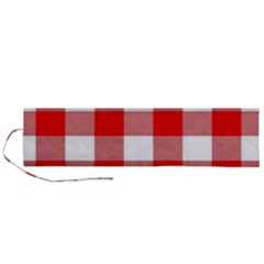 Red And White Plaids Roll Up Canvas Pencil Holder (l) by ConteMonfrey