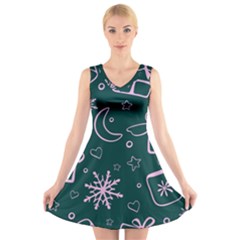 Background-cute Christmas V-neck Sleeveless Dress by nateshop