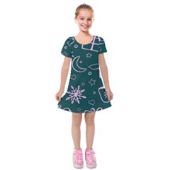 Background-cute Christmas Kids  Short Sleeve Velvet Dress by nateshop